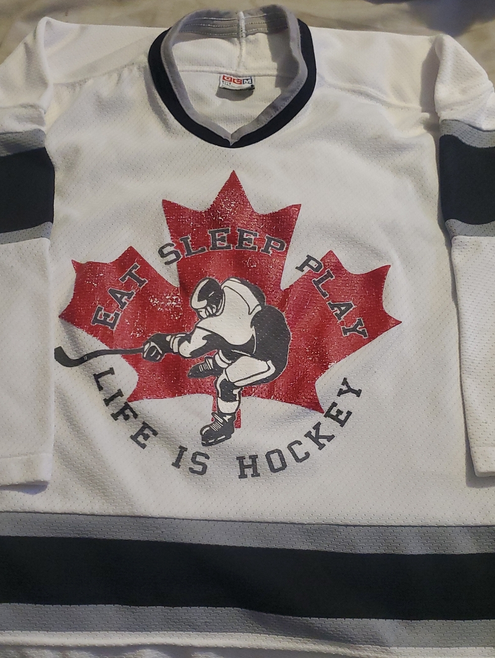 CCM Boys Hockey Jersey.."Eat Sleep Play Life Is Hockey"..🏒